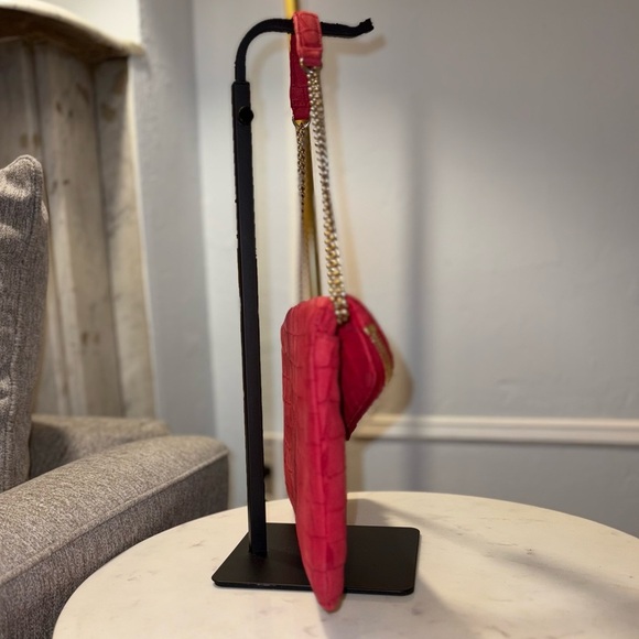 Henri Bendel RARE Debutante Foldover Croc Embossed Suede Leather Clutch (EUC) - Picture 10 of 13